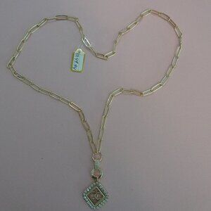 Luxury Repurposed/Upcycle CC Zip Charm💗2 Pave' Gold Clasp Paperclip Necklace